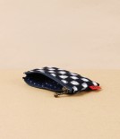 Kurume Kasuri Rectangular Cotton Pouch, Chess Board