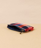Kurume Kasuri Rectangular Coin Purse, Red & Blue