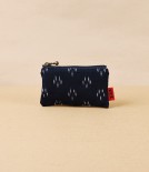 Kurume Kasuri Rectangular Cotton Pouch, Indigo Sakura