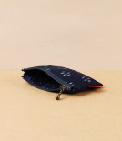 Kurume Kasuri Rectangular Cotton Pouch, Indigo Sakura