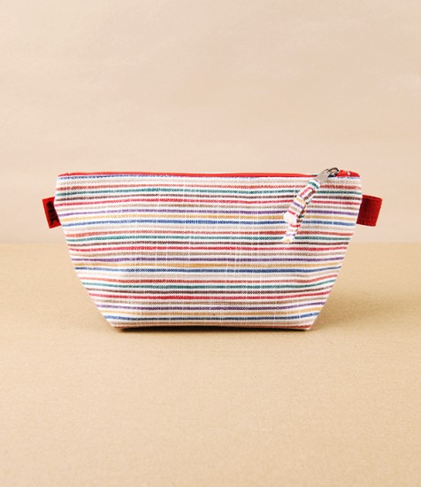Geimon Kurume Kasuri Wash Bag, Rainbow Stripes