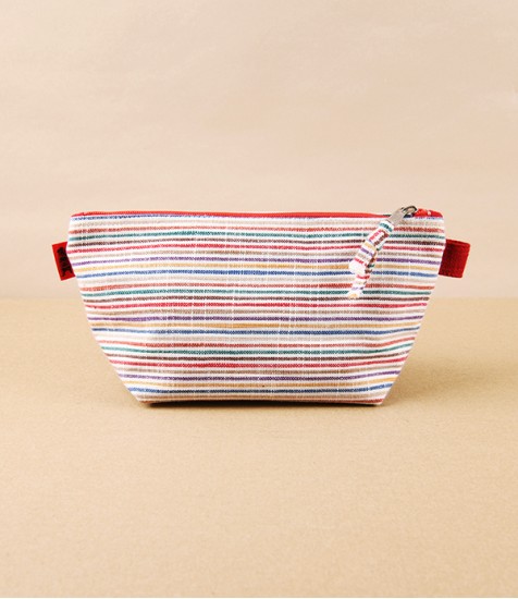Geimon Kurume Kasuri Wash Bag, Rainbow Stripes