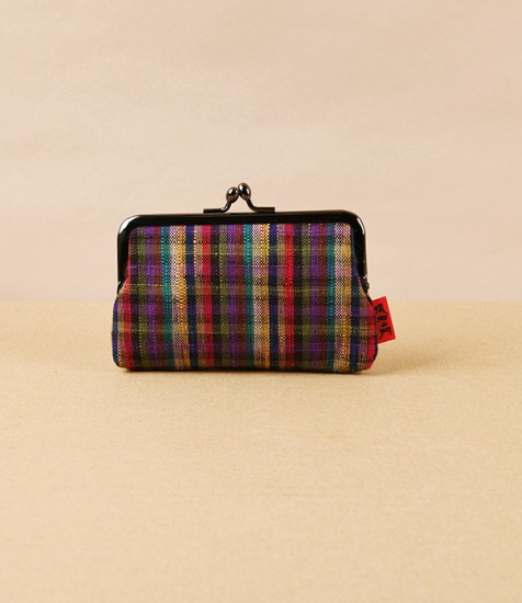 Kurume Kasuri Rectangular Coin Purse, Colour Checks