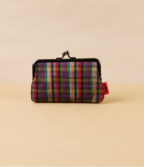 Kurume Kasuri Rectangular Coin Purse, Colour Checks