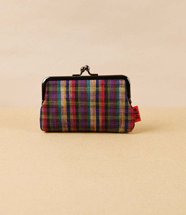 Kurume Kasuri Rectangular Coin Purse, Colour Checks
