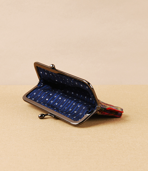 Kurume Kasuri Rectangular Coin Purse, Colour Checks