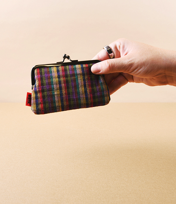 Kurume Kasuri Rectangular Coin Purse, Colour Checks