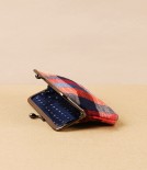 Kurume Kasuri Rectangular Coin Purse, Red & Blue