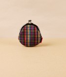 Kurume Kasuri Round Coin Purse, Colourful Checks