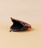 Kurume Kasuri Round Coin Purse, Colourful Checks