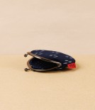 Kurume Kasuri Round Coin Purse, Indigo Sakura