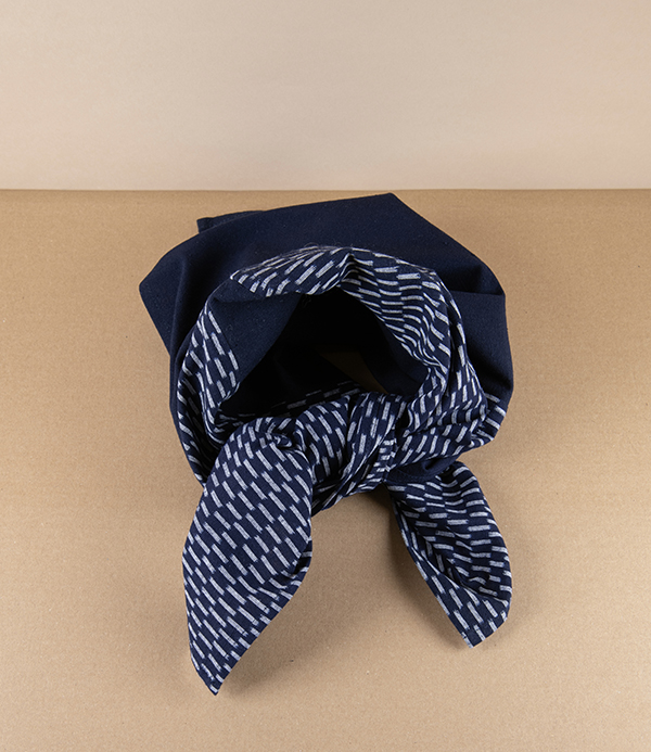 Kurume Kasuri Okasuri Japanese Scarf or Shawl, Navy