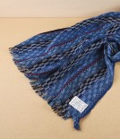 Kurume Kasuri 100% Cotton Japanese Scarf, Blue Check