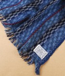 Kurume Kasuri 100% Cotton Japanese Scarf, Blue Check
