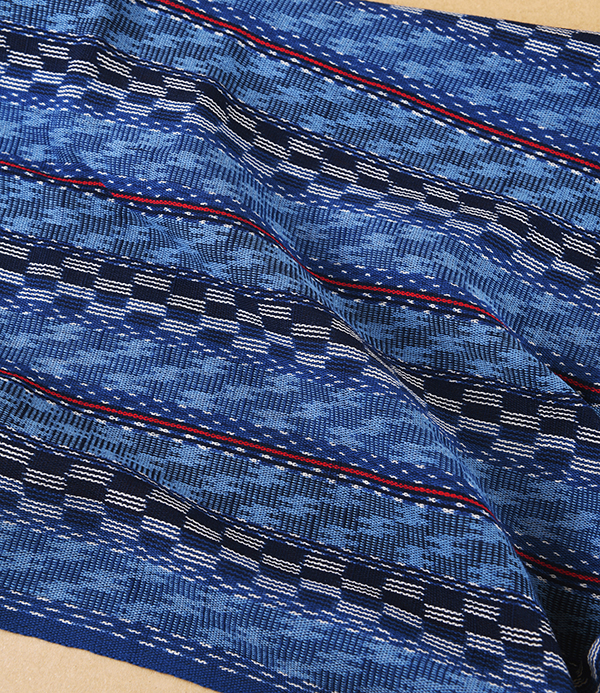 Kurume Kasuri 100% Cotton Japanese Scarf, Blue Check