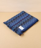 Kurume Kasuri 100% Cotton Japanese Scarf, Blue Check