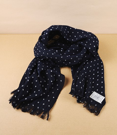 Kurume Kasuri 100% Cotton Scarf, Hotaruyuki Dot