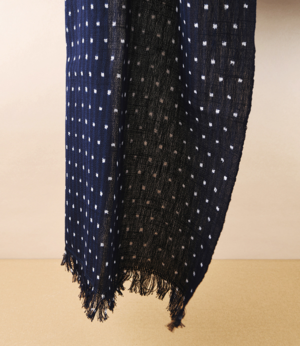 Kurume Kasuri 100% Cotton Scarf, Hotaruyuki Dot
