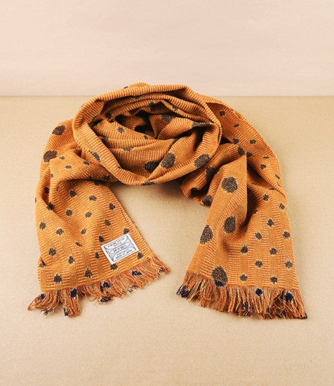 Kurume Kasuri 100% Cotton Japanese Scarf, Ochre