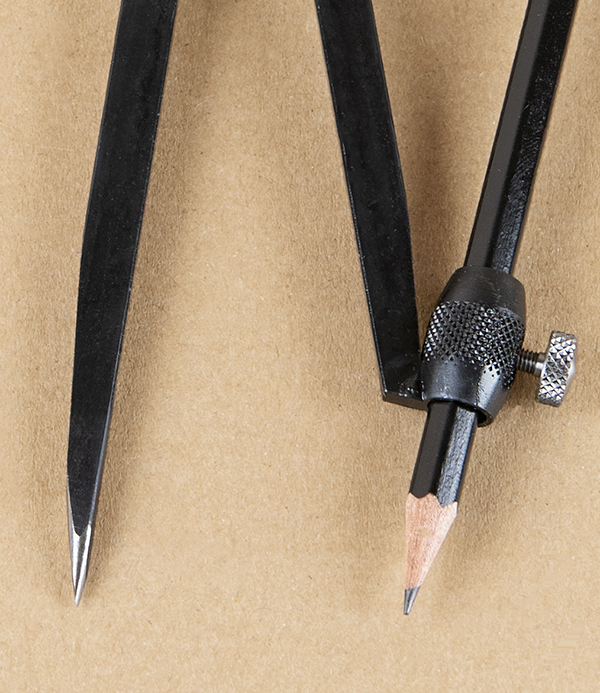 Ledin Spring Compass with Pencil Holder, Japanned