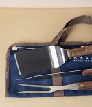 Lamson Barbecue Utensil Set with Carry Case, Walnut Handled