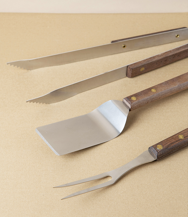 Lamson Barbecue Utensil Set with Carry Case, Walnut Handled