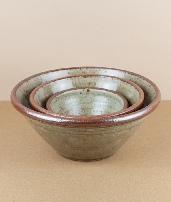 Leach pottery bowl, large, green