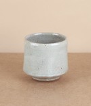 Leach Pottery Standard Ware tea bowl, crackle blue/white