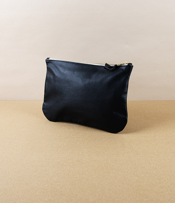 Leather & Linen Zippered Pouch with Pockets