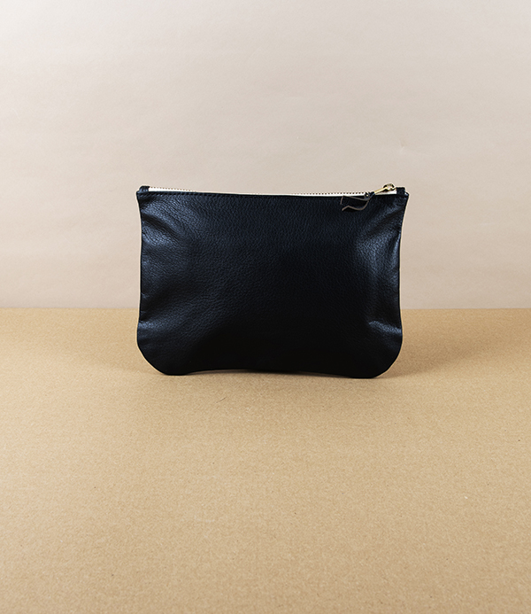 Leather & Linen Zippered Pouch with Pockets
