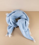 Finnish Lightweight Linen Foulard, Rainy Blue