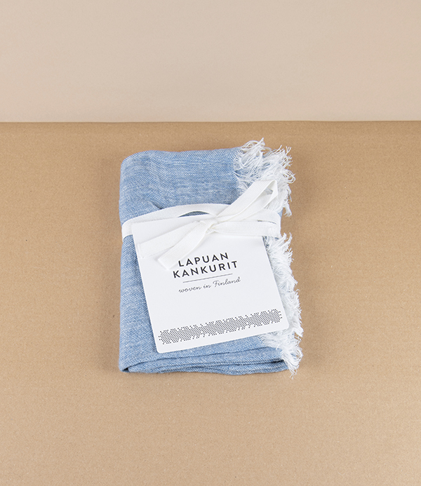 Finnish Lightweight Linen Foulard, Rainy Blue