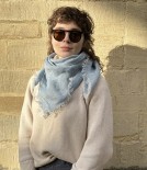 Finnish Lightweight Linen Foulard, Rainy Blue