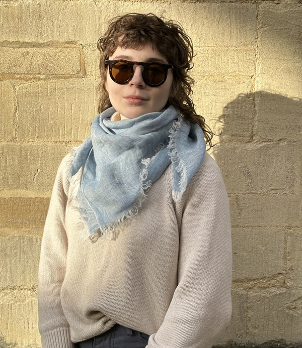 Finnish Lightweight Linen Foulard, Rainy Blue