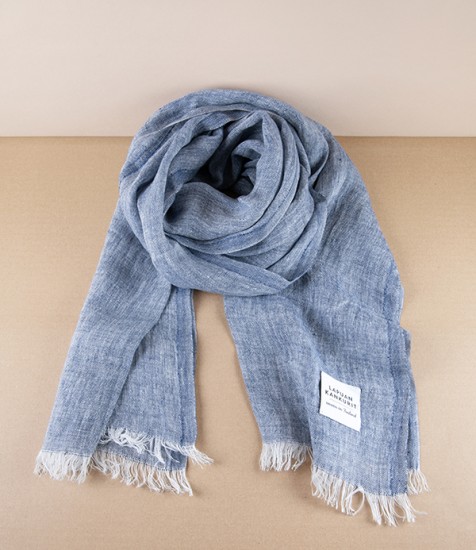 Finnish Lightweight Linen Scarf, Blueberry