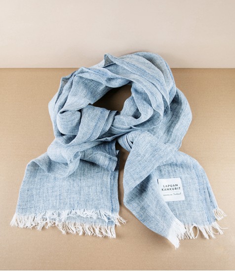 Finnish Lightweight Linen Scarf, Rainy Blue