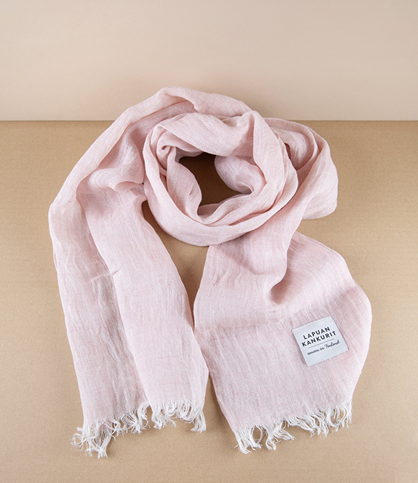 Finnish Lightweight Linen Scarf, Light Rose