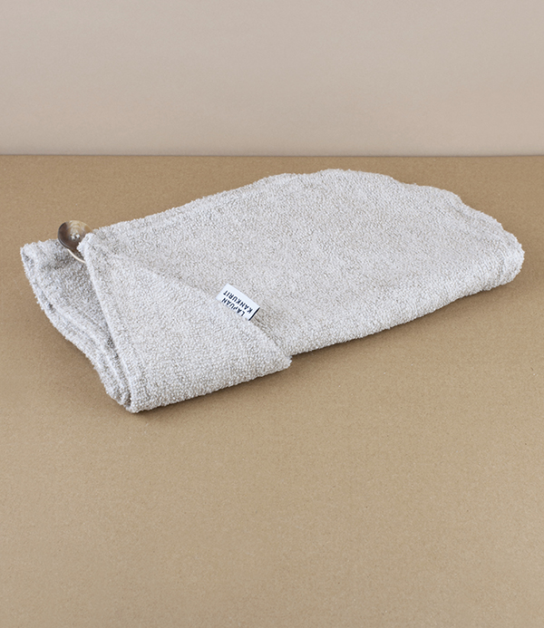 Finnish Linen Hair Wrap with Wooden Button, Natural