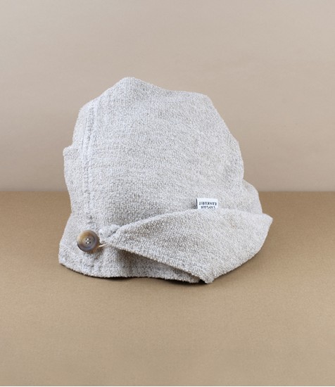 Finnish Linen Hair Wrap with Button, Natural