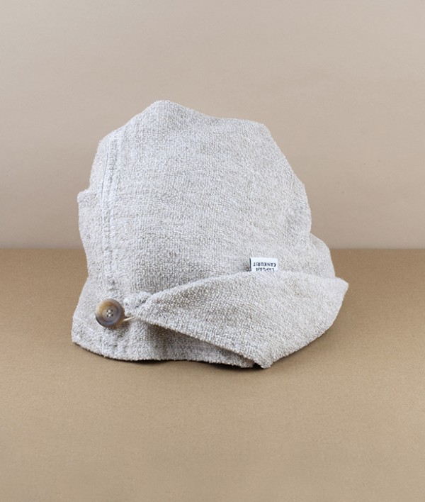 Finnish Linen Hair Wrap with Wooden Button, Natural