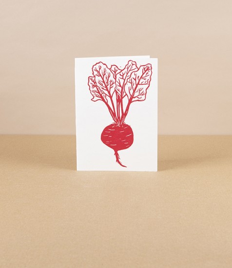Linocut Greetings Cards, Set of 4, ‘Beetroot’