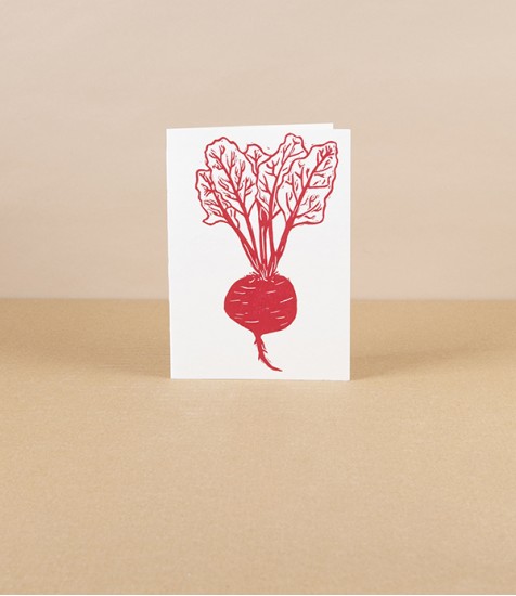 Linocut Greetings Cards, Set of 4, ‘Beetroot’