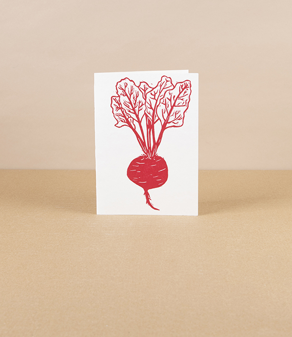 Linocut Greetings Cards, Set of 4, ‘Beetroot’