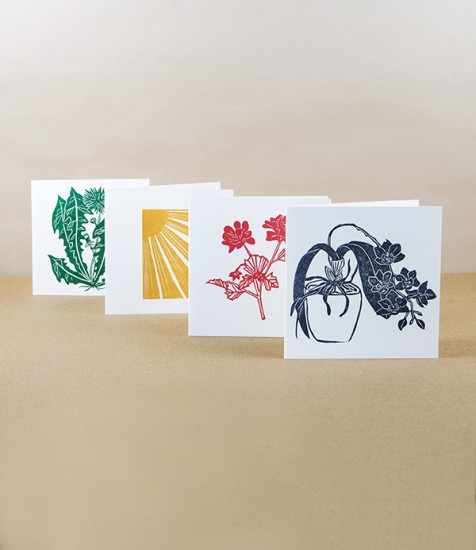 Linocut Greetings Cards, Set of 4, ‘Summer’