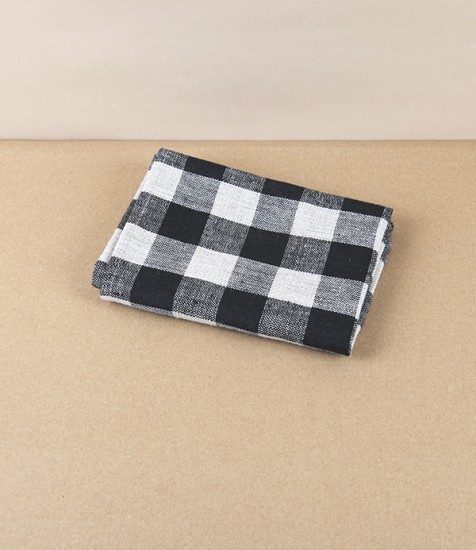 Lithuanian Linen Check Kitchen Towel, Black