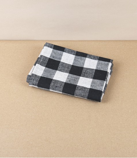 Lithuanian Linen Check Kitchen Towel, Black