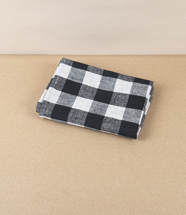 Lithuanian Linen Check Kitchen Towel, Black