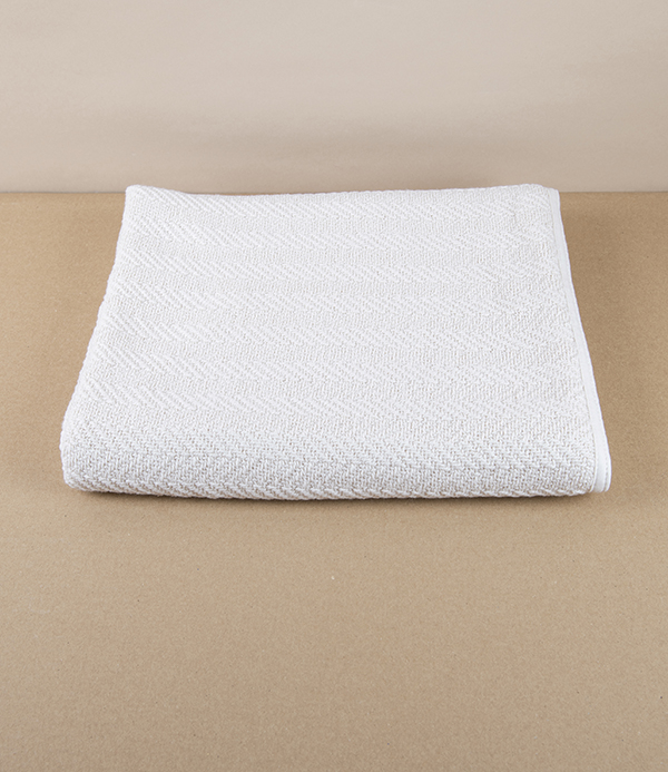 Lithuanian Cotton Bath Towel with Herringbone Weave