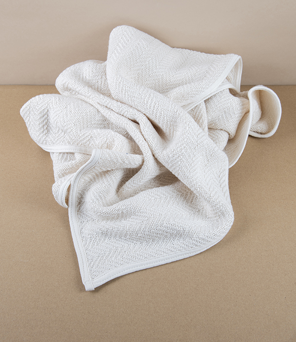 Lithuanian Cotton Bath Towel with Herringbone Weave