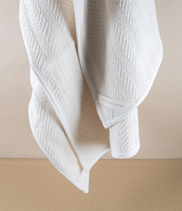 Lithuanian Cotton Bath Towel with Herringbone Weave